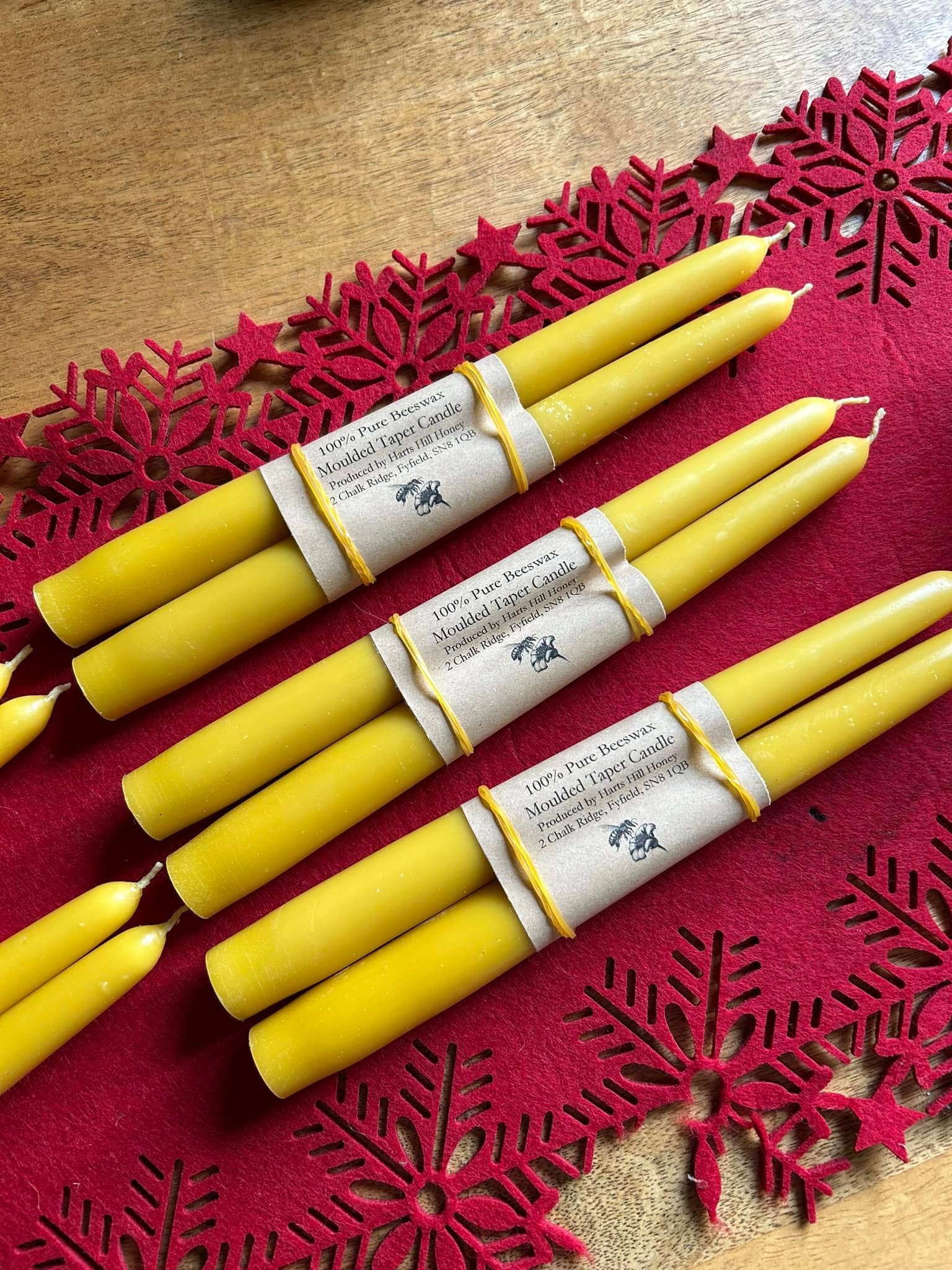 Moulded taper beeswax candles